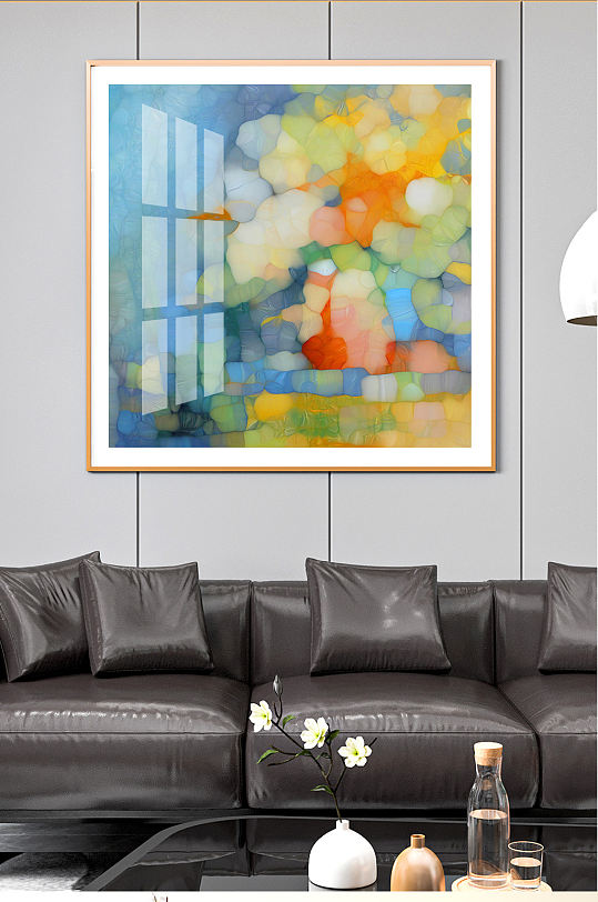 抽象彩色色块组合装饰画