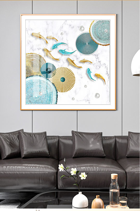 九鱼图金鱼鲤鱼年年有鱼装饰画-众图网