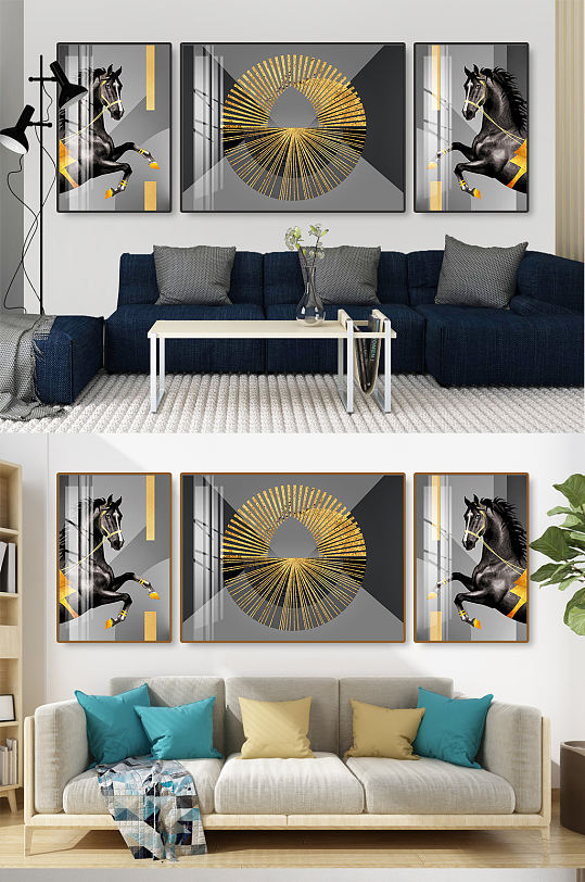 金色骏马艺术装饰画-众图网
