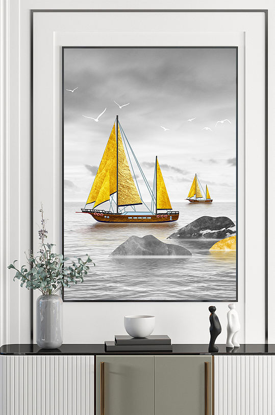 客厅装饰画帆图片-客厅装饰画帆素材下载-众图网