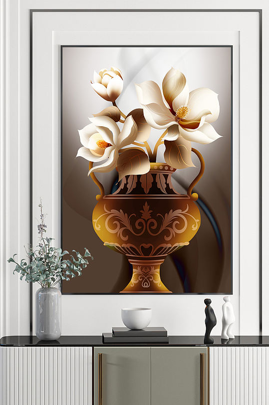 中式花瓶花卉装饰画