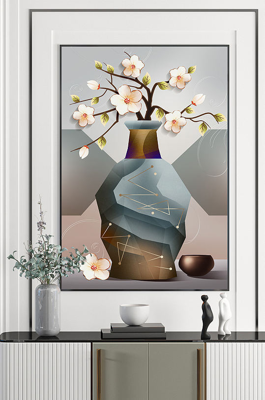 中式花瓶花卉装饰画