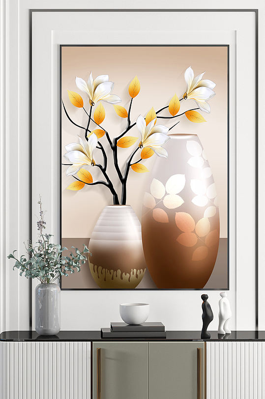 中式花瓶花卉装饰画-众图网