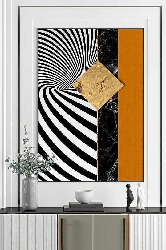 抽象艺术立体几何色块图形组合装饰画