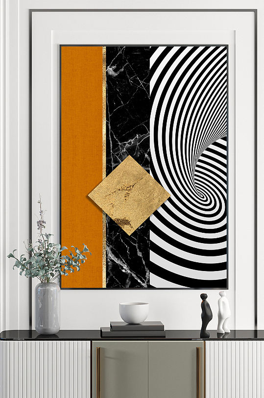 抽象艺术立体几何色块图形组合装饰画