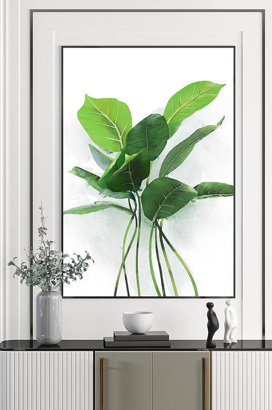 小清新水彩植物现代简约北欧装饰画