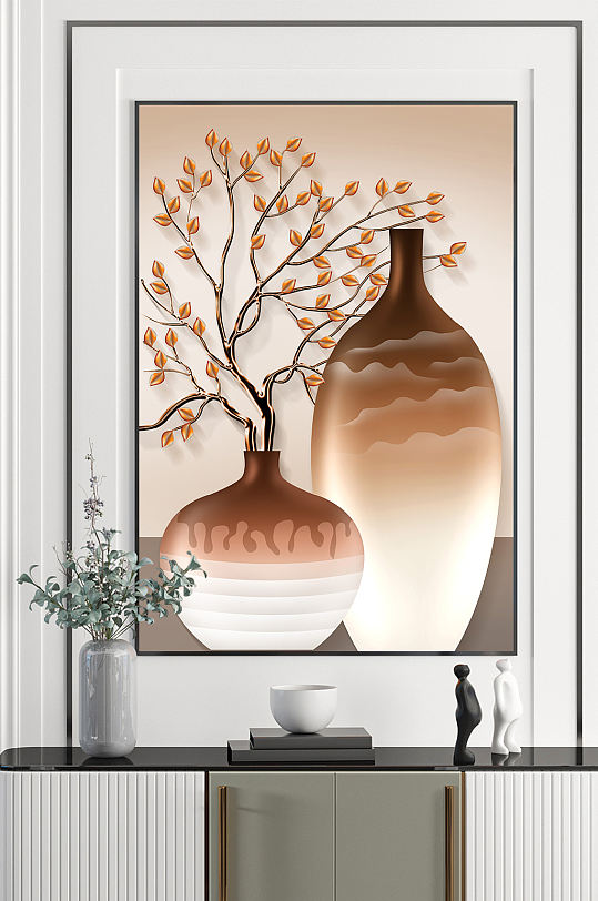 中式花瓶花卉装饰画