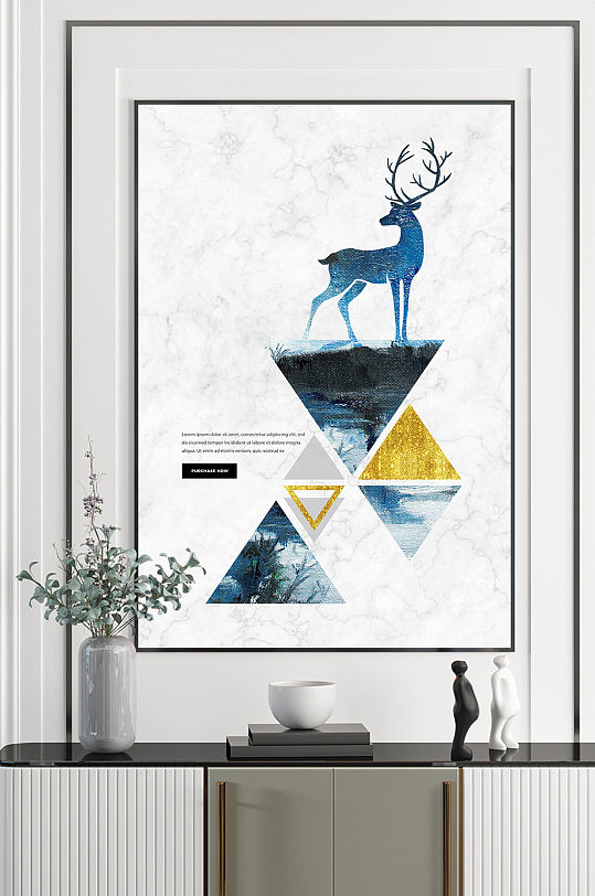 抽象麋鹿几何装饰画-众图网