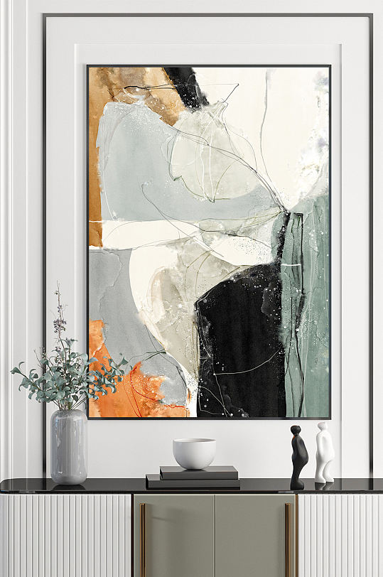 抽象艺术色块图形组合装饰画-众图网