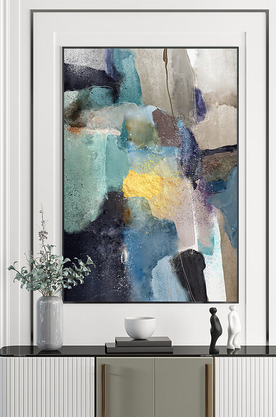 抽象艺术纹理几何色块图形组合装饰画