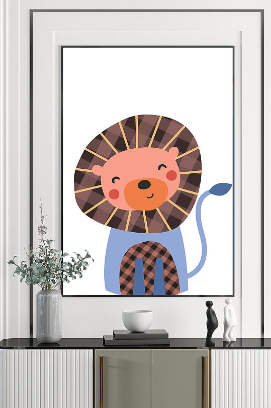 手绘卡通动物装饰画