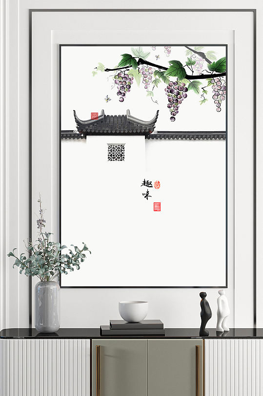 简约民俗新中式装饰画-众图网