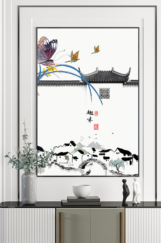 新中式古风民俗国画装饰画-众图网