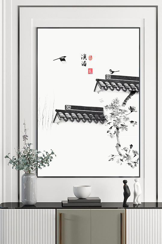 新中式古风民俗国画装饰画-众图网