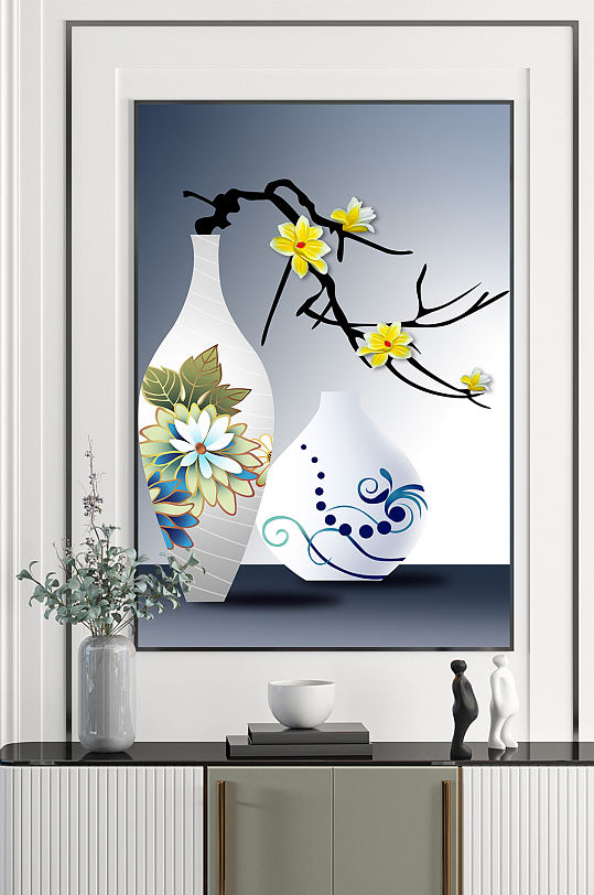 小清新花卉花瓶装饰画立即下载中式花瓶花卉装饰画中式花瓶花卉装饰画