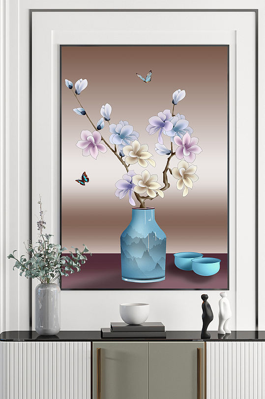 中式花瓶花卉装饰画-众图网