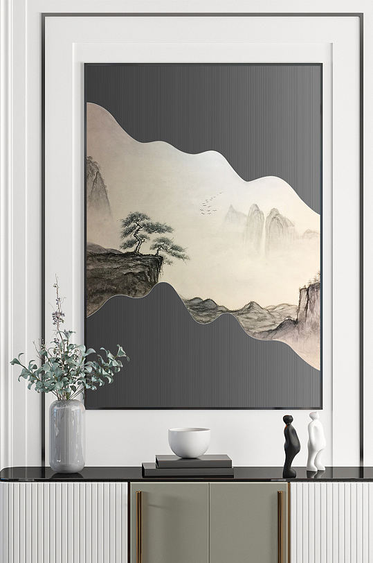 抽象山水意境水墨装饰画-众图网