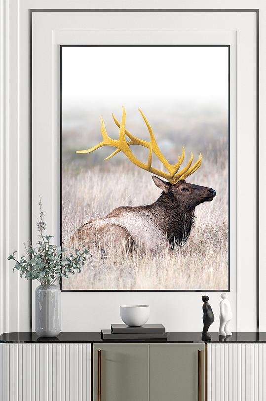 欧式麋鹿挂画装饰画