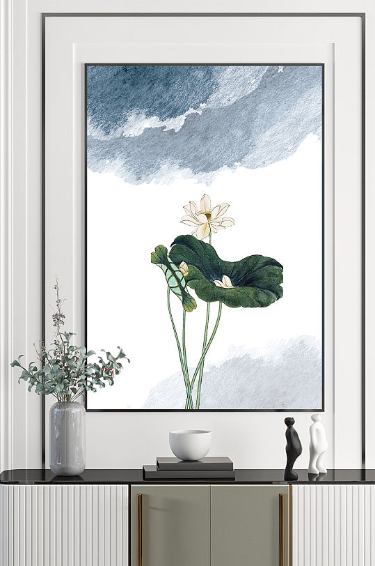 新中式中国风水墨荷花-众图网