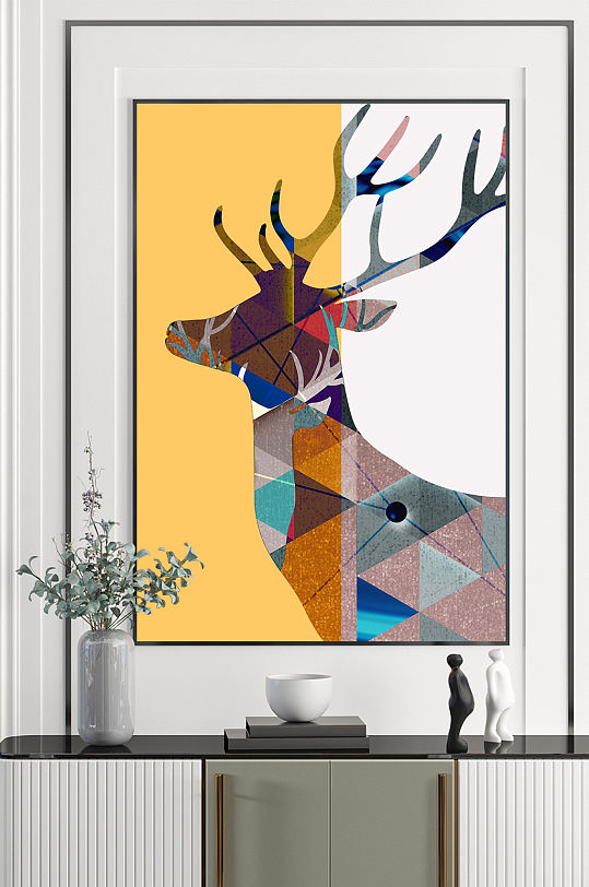抽象麋鹿几何装饰画