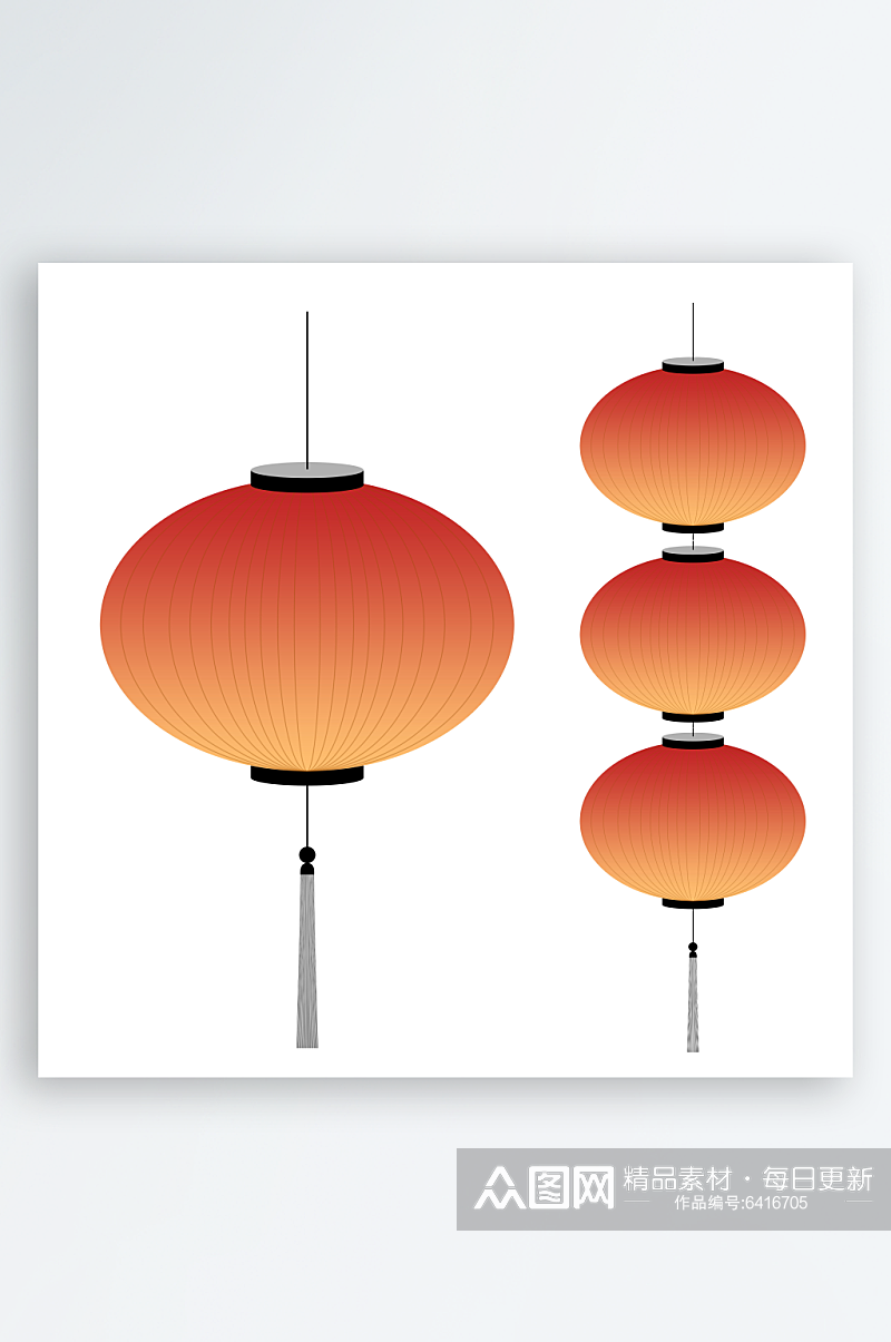 中式国风节日装饰元素红色灯笼素材