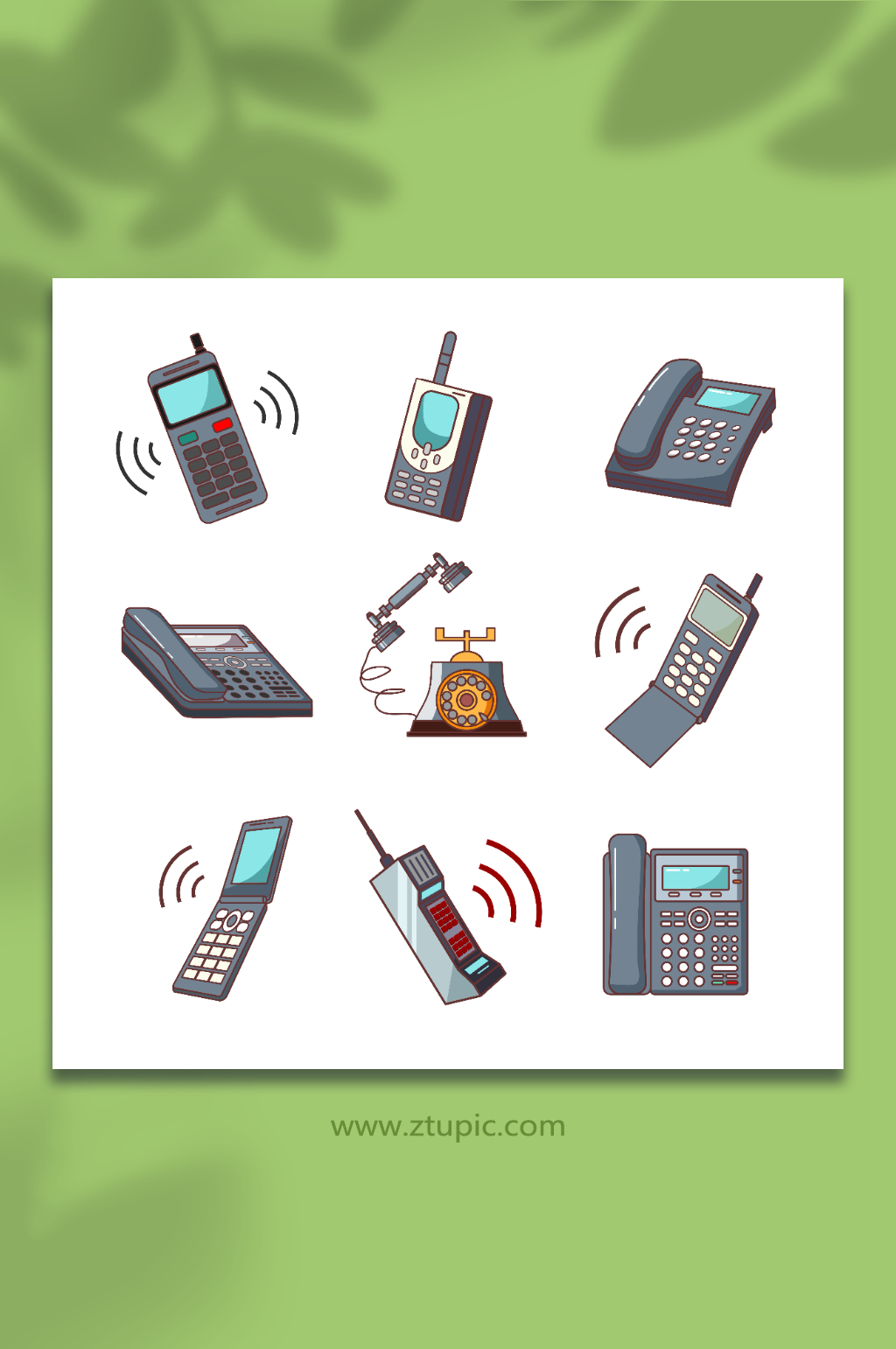 卡通扁平化矢量电话通讯图标插画元素模板下载-编号4813930-众图网