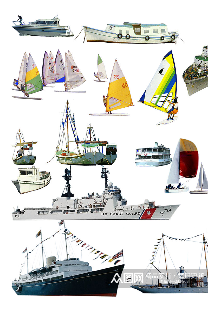 船帆船轮船免扣渔船小船木船游轮素材