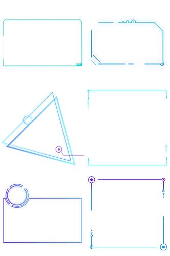 科技感线框线条对话框免扣图框方框圆框3