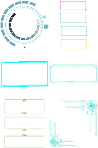 科技感线框线条对话框免扣图框方框圆框5