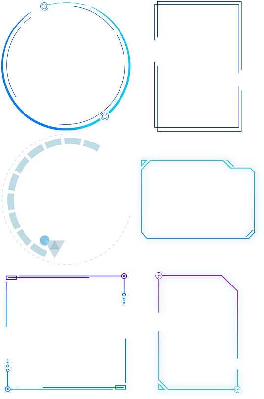 科技感线框线条对话框免扣图框方框圆框7