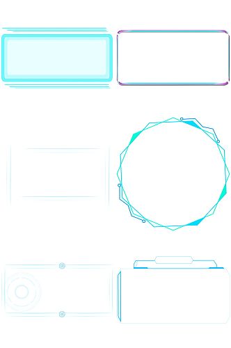科技感线框线条对话框免扣图框方框圆框11