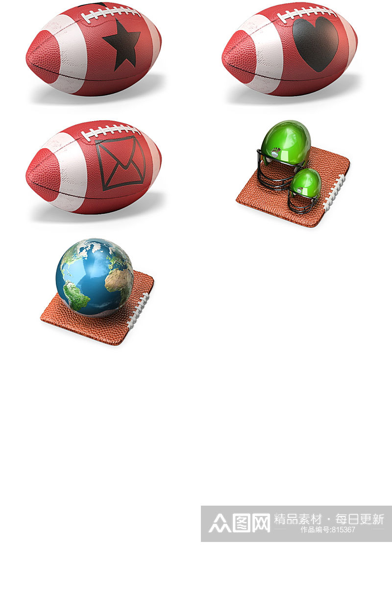 3D橄榄球PNG图标素材