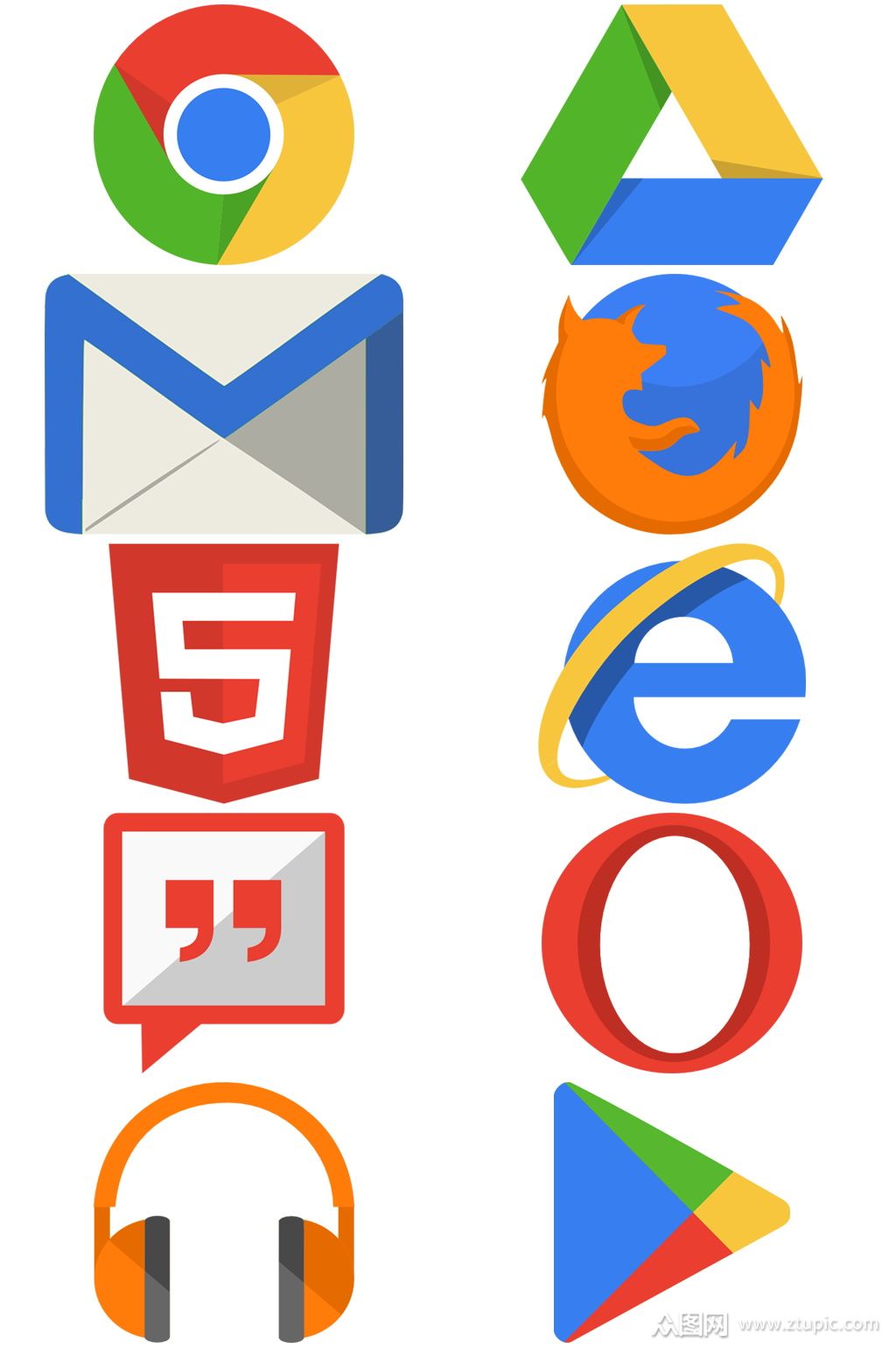 第96期扁平化风格浏览器png图标