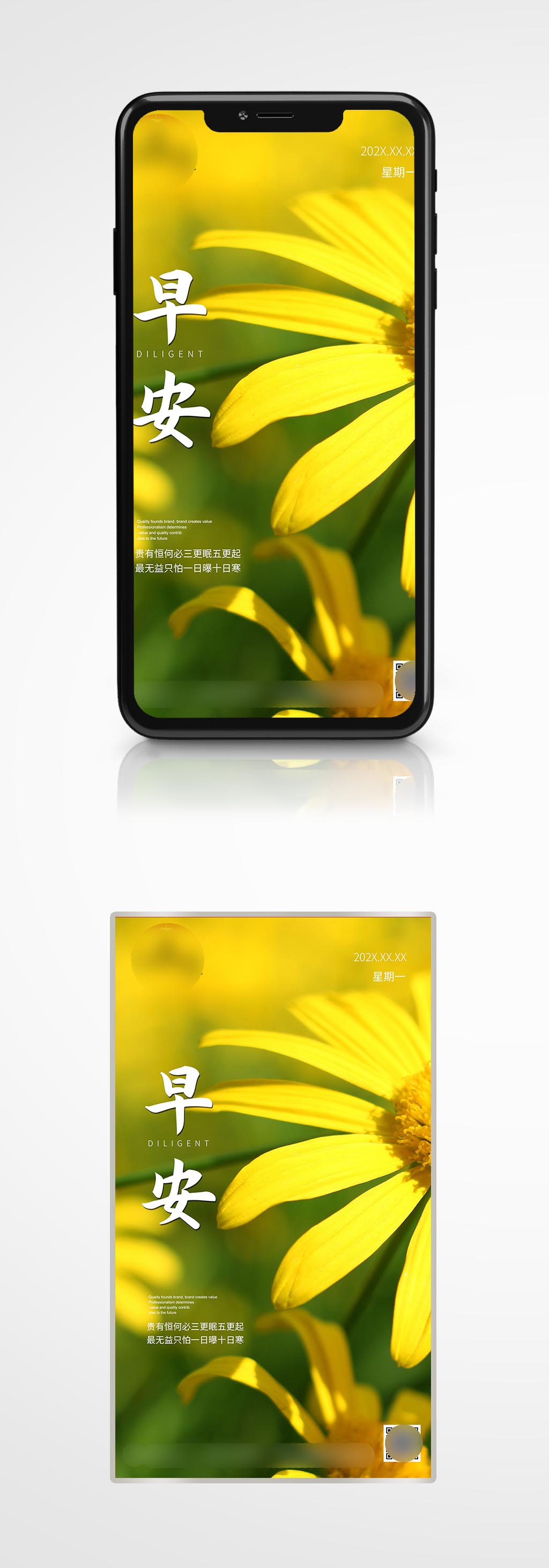 励志花朵早安手机移动端摄影图海报素材