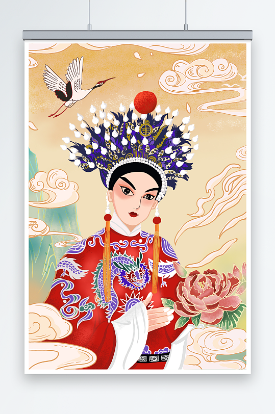 国潮京剧戏曲人物插画-众图网
