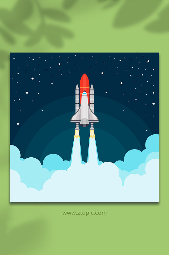 升空火箭插画ui元素太空素材图标
