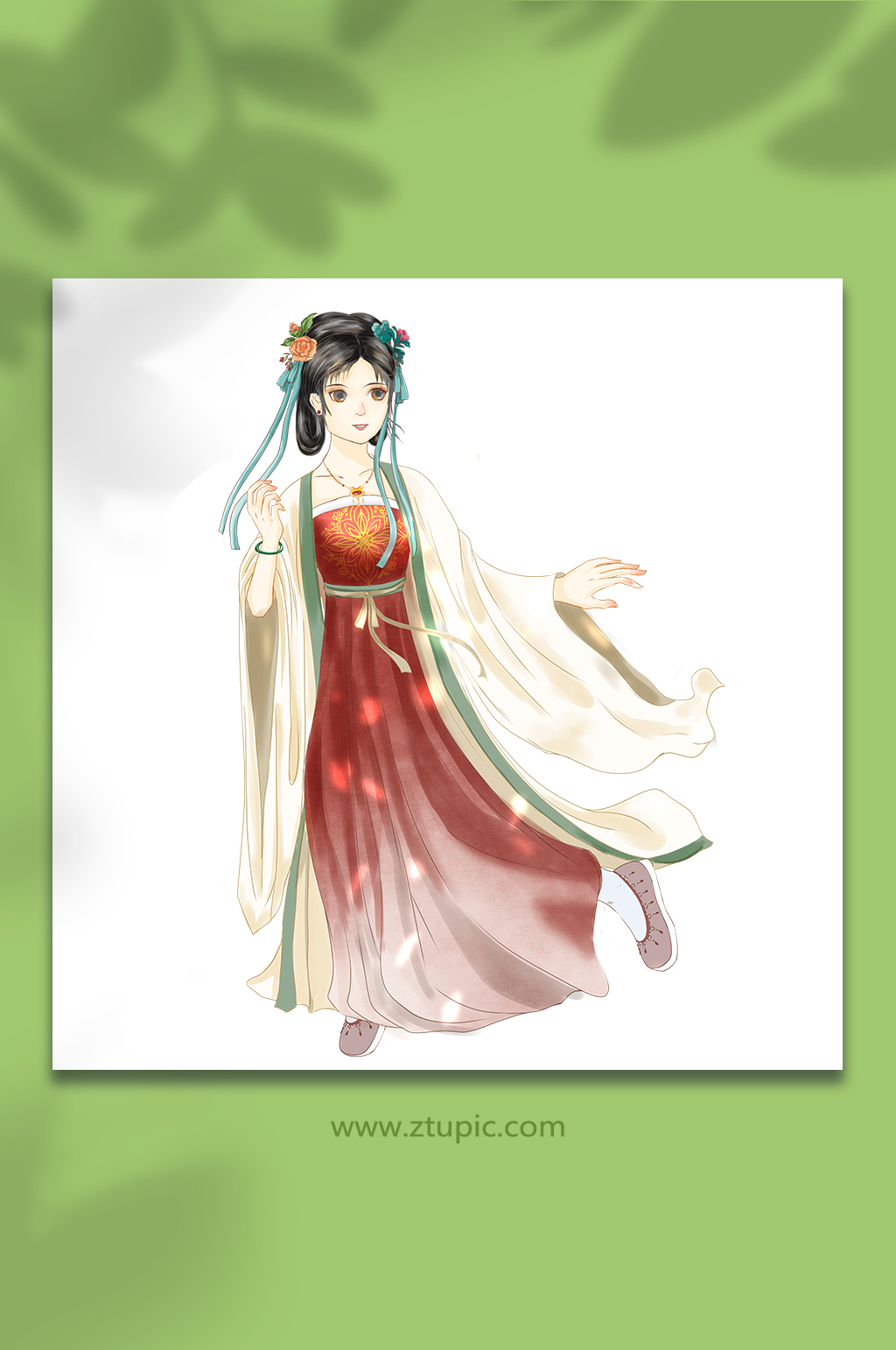 古风汉服少女中国风人物元素素材