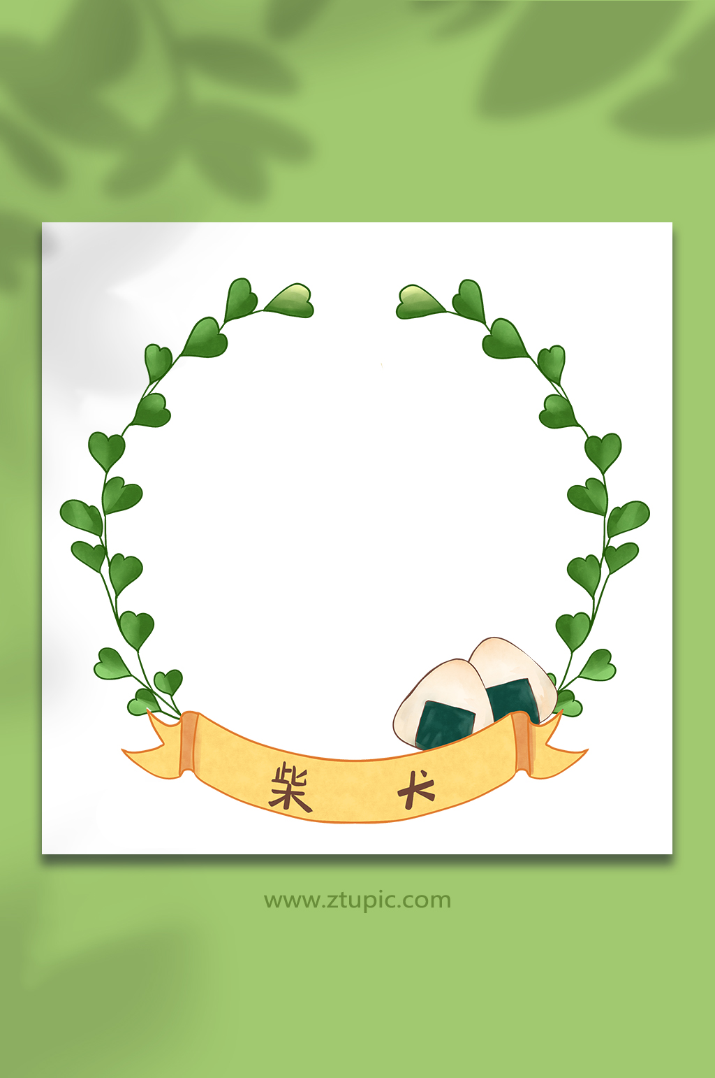 柴犬宠物狗藤蔓绸带圆框背景素材