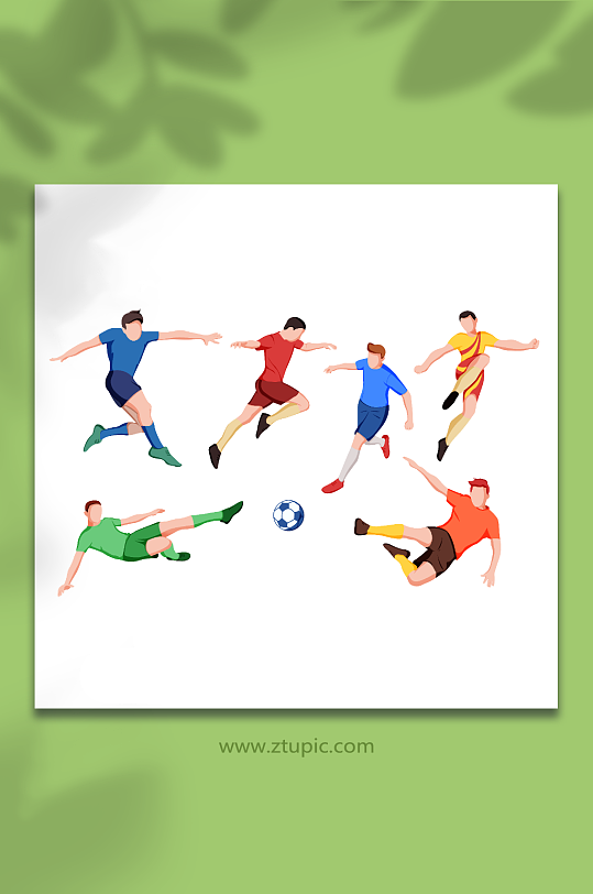 卡通2022世界杯足球运动员元素插画