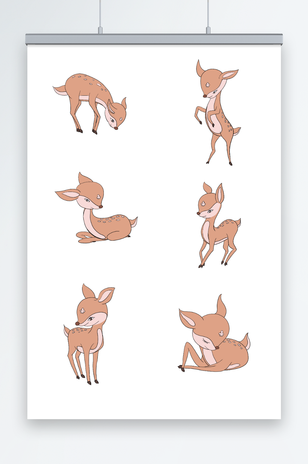 卡通梅花鹿麋鹿动物元素插画素材