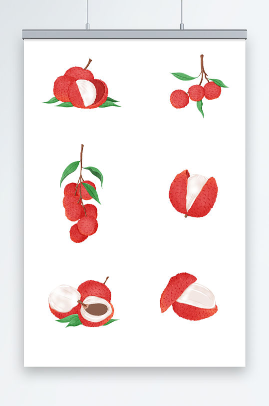 手绘荔枝水果免抠元素插画-众图网