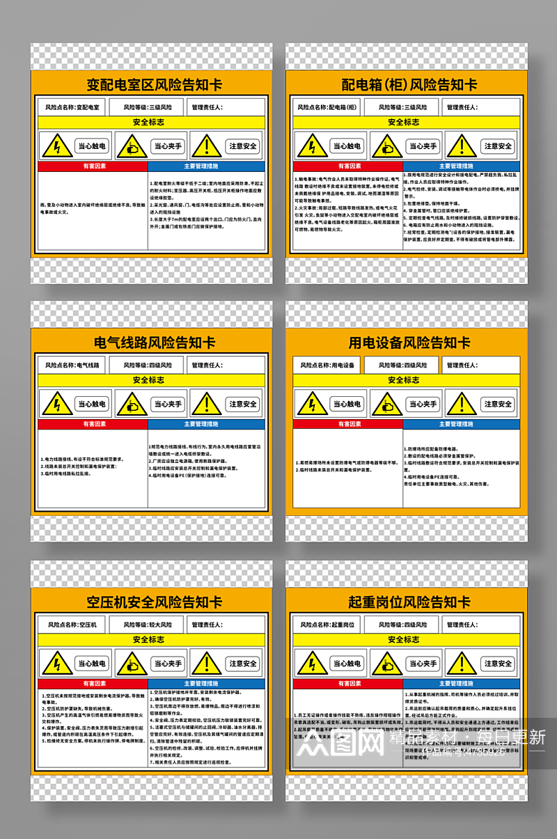 简约空压机安全风险点告知牌素材