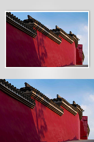 红墙青瓦的江西庐山寺庙