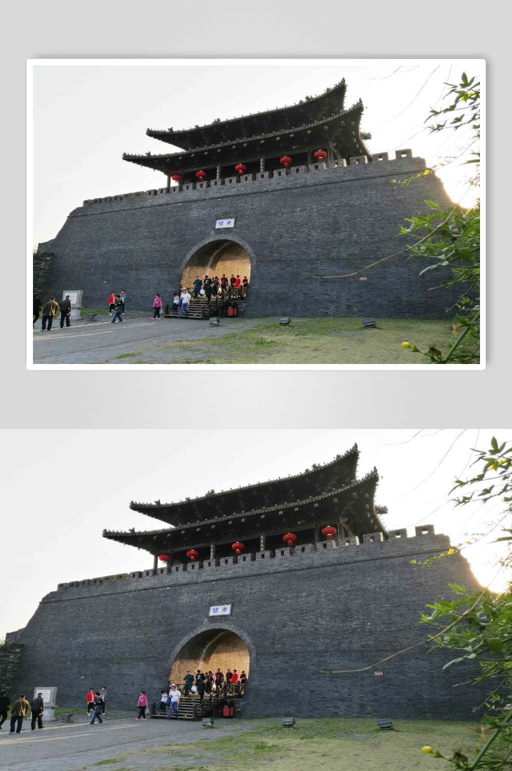 江南春色扬州东关街城楼素材