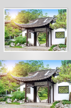 寿秀湖中国古典园林高清图片