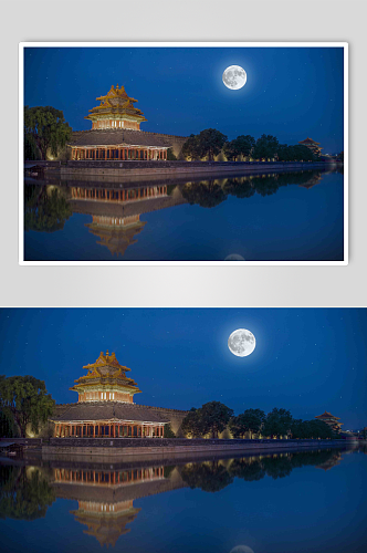夜景紫禁城实拍摄影图