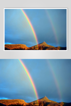 山地雨后彩虹唯美摄影图片