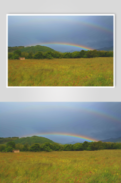 山地雨后彩虹唯美摄影图片