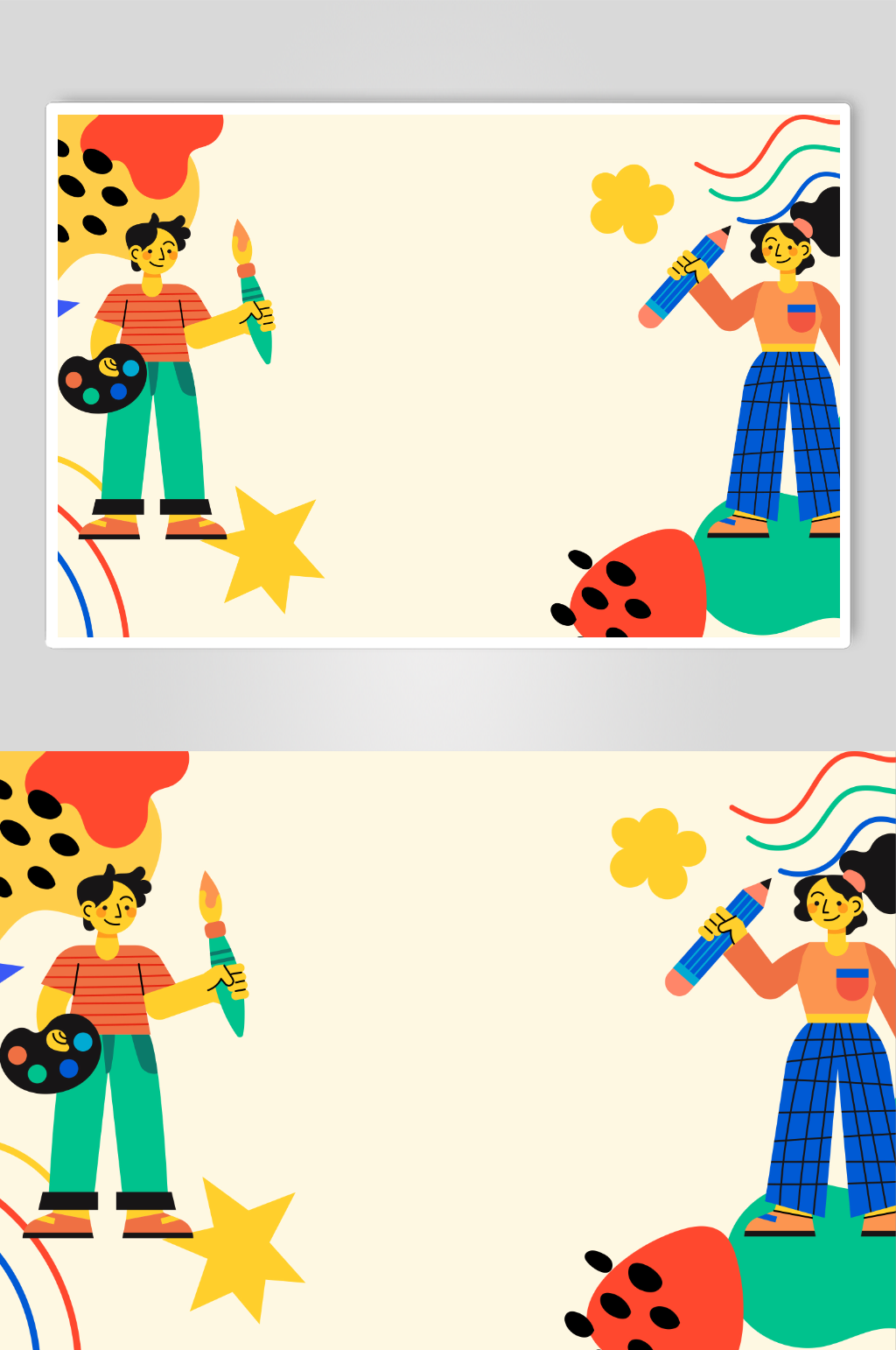 创意卡通动画人物绘画展板素材
