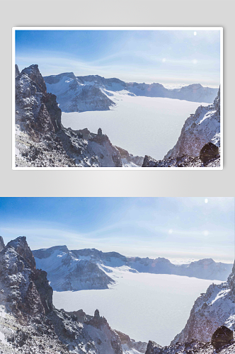 冬季长白山雪景北坡天池